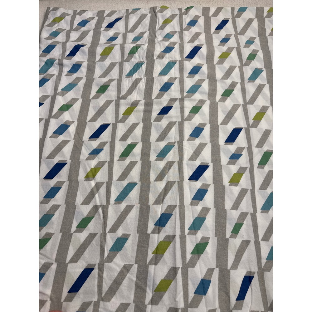 The Company Store Duvet Cover King White Blue Green Geometric Contemporary - Picture 7 of 8